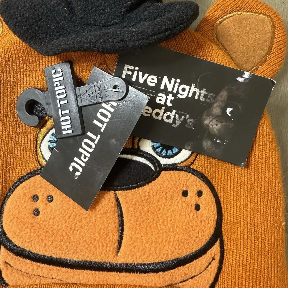 Five Nights At Freddy's FNAF Freddy Fazbear Braided Tassel Beanie Laplander Hat - Picture 3 of 7